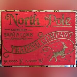 Custom unique laser-engraved North Pole Santa Claus Workshop Sign Wood Christmas
